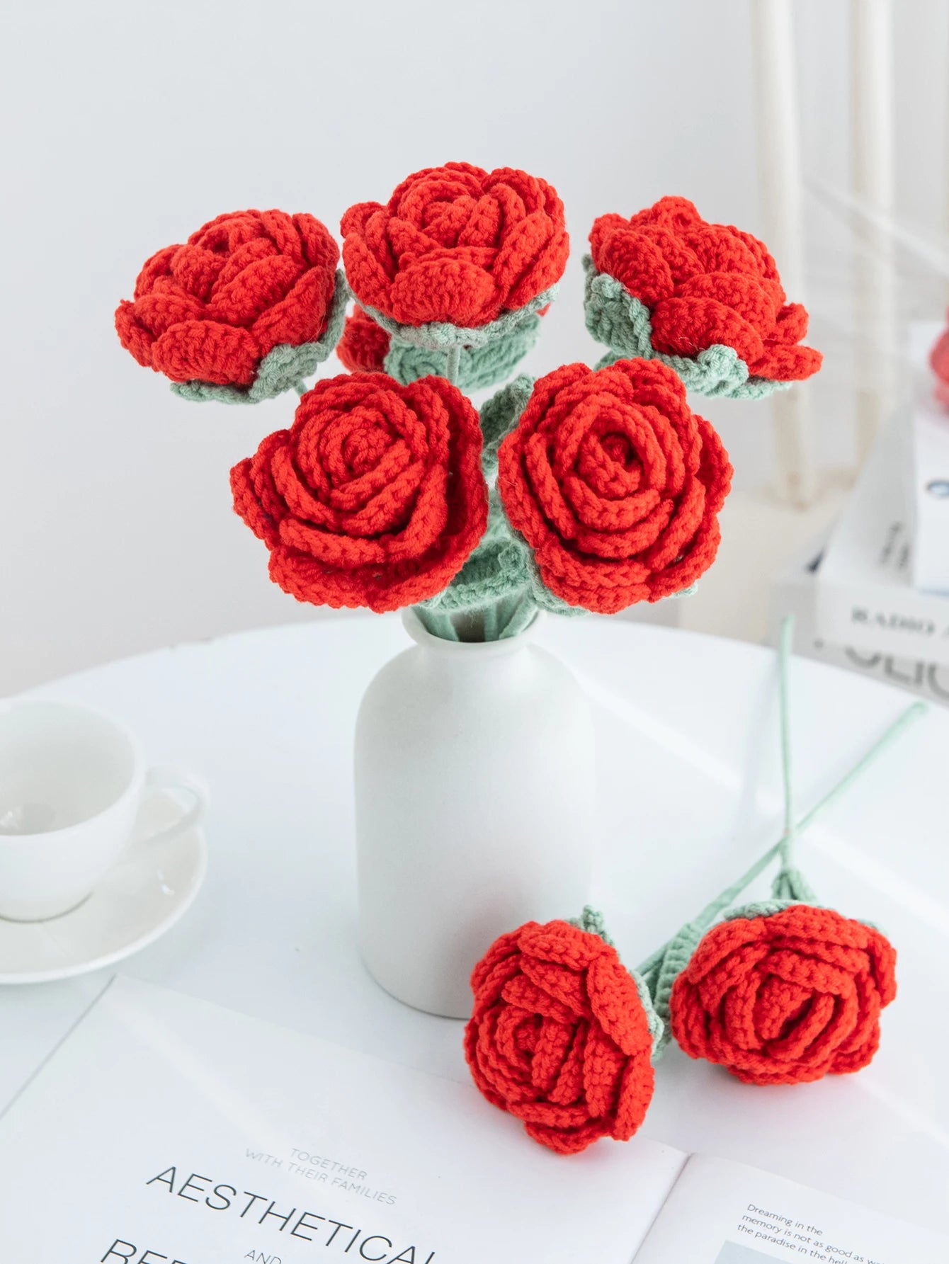 rose éternelle rose crochet fleur à composer bouquet éternel fleur rosa cocon fleur déco
