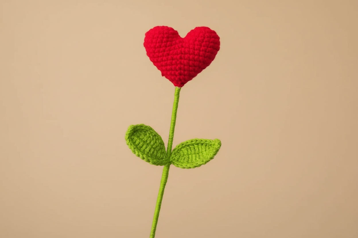 Fleur cœur éternelle au crochet – Bouquet d’amour Rosa Cocon