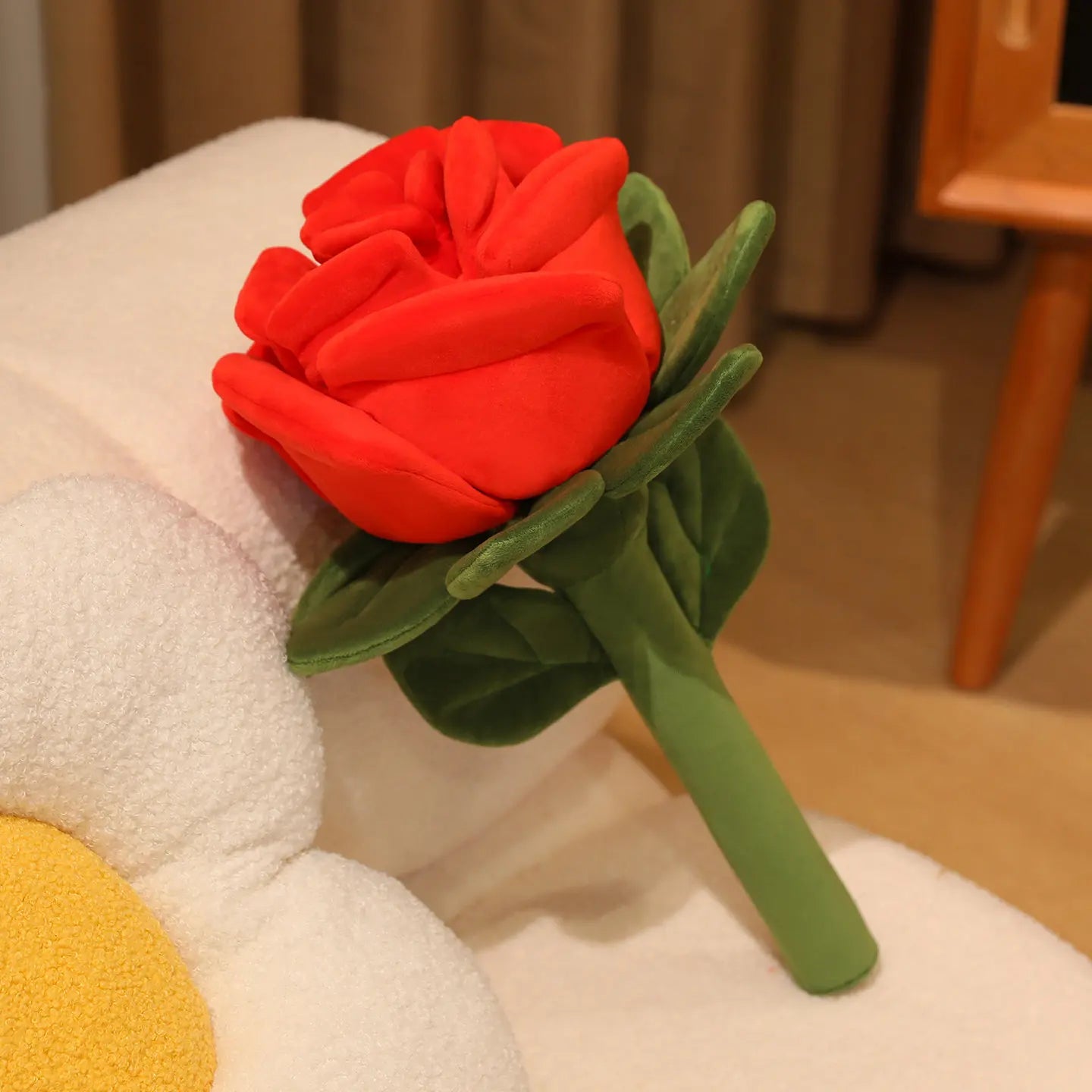 Grande rose en peluche décorative – Fleur douce géante (40 à 110 cm)